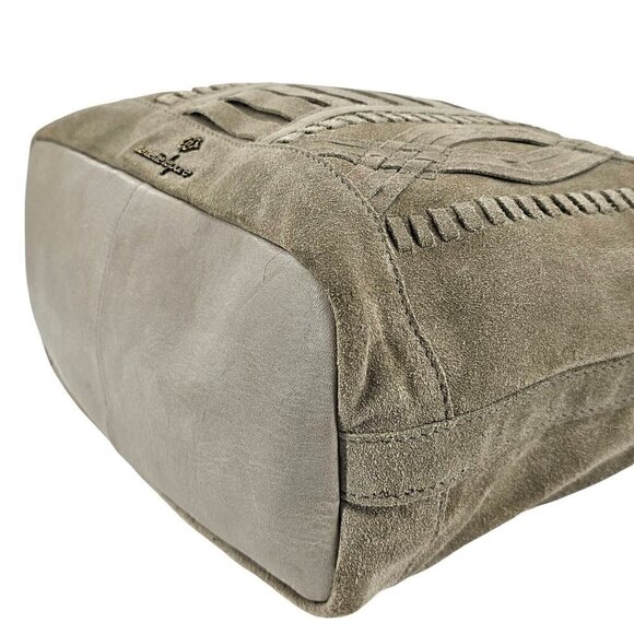 NANETTE LEPORE Bone Suede Hobo Shoulder Bag with Intricate Woven Design - Picture 6 of 11